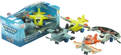 汽车总动员飞机款系列4款混装+地图（54*39）(搪塑软胶+塑料飞机底和车轮+回力功能)     2PCS/盒 - OBL773942