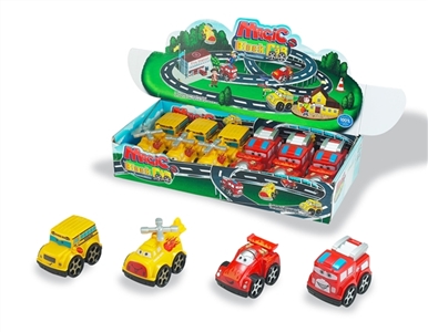 校巴+消防+飞机+赛车小车底回力积木车4款混装   （原包ABS材料+回力功能）12PCS/盒 - OBL773948