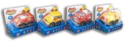 校巴+消防+飞机+赛车小车底回力积木车4款混装   （原包ABS材料+回力功能）1PCS/盒 - OBL773949