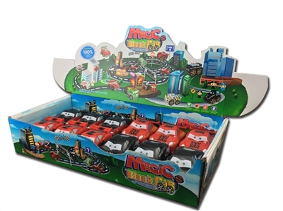 跑车系列 小车底回力积木车  4款混装（原包ABS材料+回力功能）12PCS/盒 - OBL773957