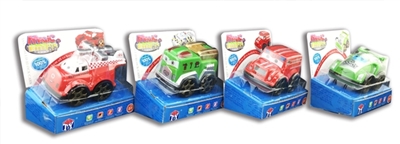 校巴+消防+飞机+赛车小车底回力积木车  4款混装（原包ABS材料+回力功能）1PCS/盒 - OBL773961