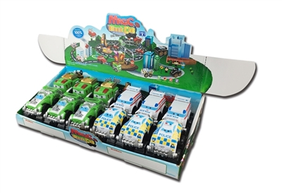 校巴+消防+飞机+赛车大车底回力积木车  4款混装（原包ABS材料+回力功能）12PCS/盒 - OBL773962