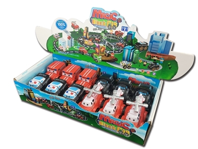 警车系列  小车底积木车  4款混装（原包ABS材料滑行拼装卡通积木车）12PCS/盒 - OBL773963