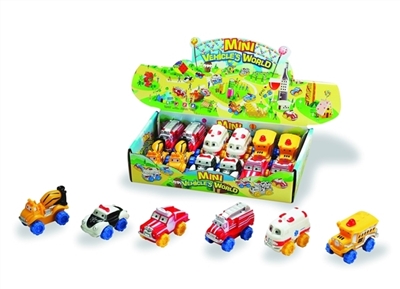 Cartoon engineering rescue vehicle six conventional (soft rubber lining design plastic wheel sliding - OBL773975