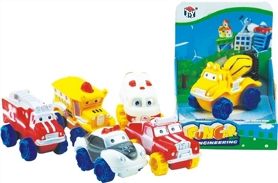Cartoon engineering rescue vehicle six conventional (soft rubber lining design plastic wheel sliding - OBL773976