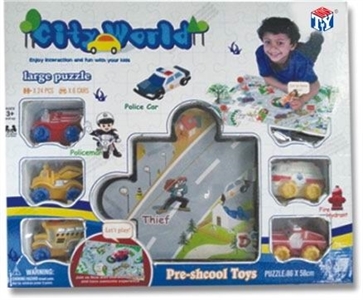 1 set of puzzle pieces (24 PCS / 86 * 58) 6 car only eight small accessories - OBL773980