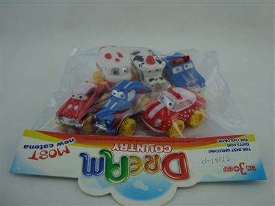 Cartoon city car six conventional (soft rubber lining design plastic wheel sliding function) 6 PCS/b - OBL773984