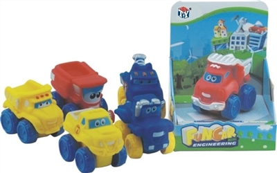 Cartoon truck 6 conventional (soft rubber lining design plastic wheel sliding function) 1 PCS/box - OBL773988