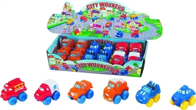 Cartoon rescue vehicles six conventional (soft rubber lining design plastic wheel sliding function) - OBL773990
