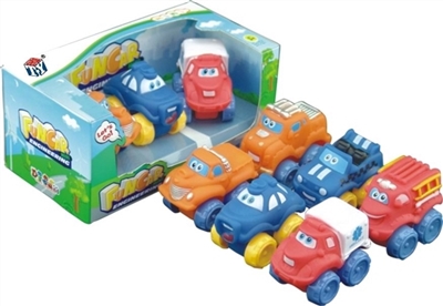 Cartoon rescue vehicles six conventional 1 map (54 * 39) (soft rubber lining design plastic wheel sl - OBL773992