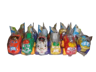 Paragraphs 6 cartoon truck/car every 2 color, orange (lining plastic soft rubber wheel sliding funct - OBL773994