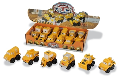 Cartoon truck 6 conventional (soft rubber lining plastic slide wheel function) 12 PCS/carton - OBL773999