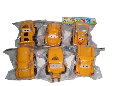 Cartoon truck 6 conventional (soft rubber lining plastic slide wheel function) 1 PCS/bag - OBL774000