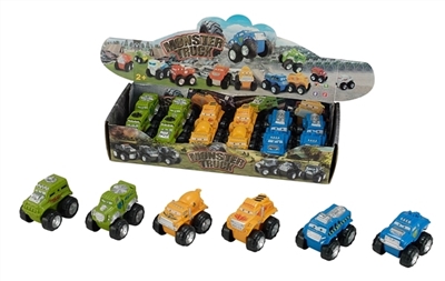 Cartoon truck series six conventional (soft rubber lining plastic slide wheel function) 12 PCS/carto - OBL774009