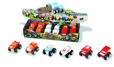 Cartoon truck series six conventional (soft rubber lining plastic slide wheel function) 12 PCS/carto - OBL774010