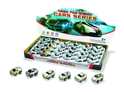 搪胶仿真小车6款混装（搪塑软胶+塑料车底车轮+回力功能）  6PCS/袋 - OBL774019