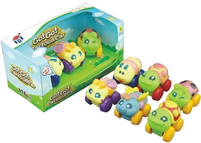 卡通昆虫系列6款混装+地图（54*39）（搪塑软胶+塑料车轮+滑行功能）3PCS/盒         - OBL774026