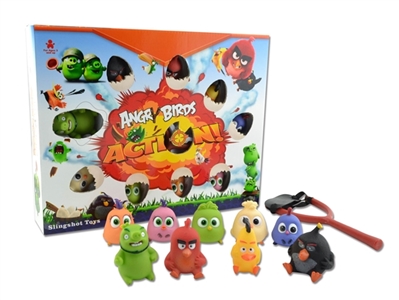 新款9款搪胶愤怒小鸟+1条弹弓（搪胶小鸟+ABS弹弓）9+1/盒 - OBL774060