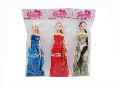 3 only top grade 11.5 inch real long hair princess barbie, three orange - OBL798624