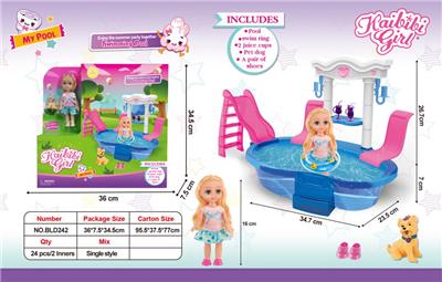 6-inch real cabbie girls’ swimming pool with dog theme - OBL804922