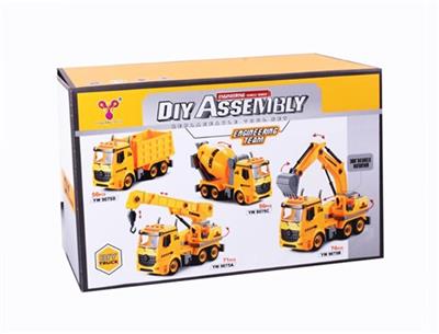 1:12DIY可拆装积木惯性工程车（散装带4键声光） - OBL806099
