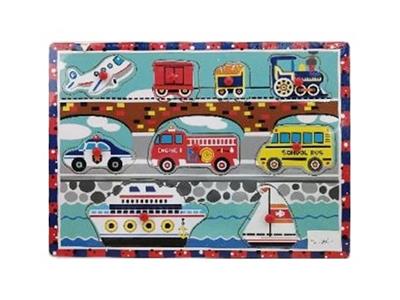 Hand grasping the wooden puzzle transportation - OBL806198