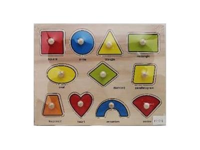Hand grasping the wooden cognitive puzzle - OBL806428