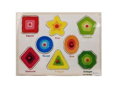 Hand grasping the wooden cognitive puzzle - OBL806432