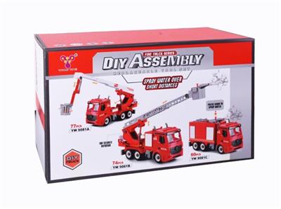 1:12DIY可拆装积木惯性消防车（散装带4键声光可喷水） - OBL809270