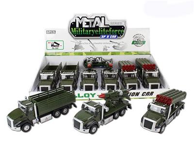 1:50合金回力军事车3款（展示盒6只） - OBL809327