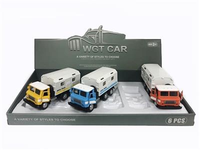 方头开门回力医疗卡车（展示盒6只）黄橙蓝三色混带灯光音乐（包3*AG3） - OBL809336