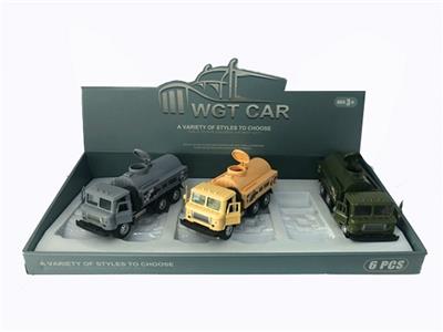 方头开门回力军卡油罐车（展示盒6只）军绿/土黄/灰色三色混带灯光音乐（包3*AG3） - OBL809343