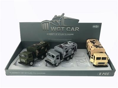 方头开门回力军卡医疗车（展示盒6只）军绿/土黄/灰色三色混带灯光音乐（包3*AG3） - OBL809344