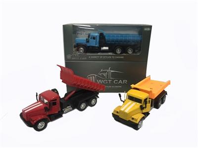 长头开门回力翻斗卡车黄红蓝三色混带灯光音乐（包3*AG3） - OBL809349