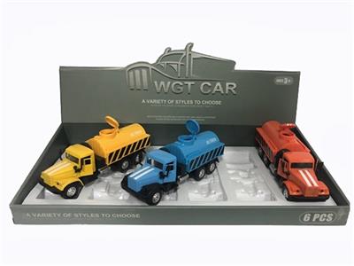 长头开门回力油罐卡车（展示盒6只）黄橙蓝三色混带灯光音乐（包3*AG3） - OBL809351