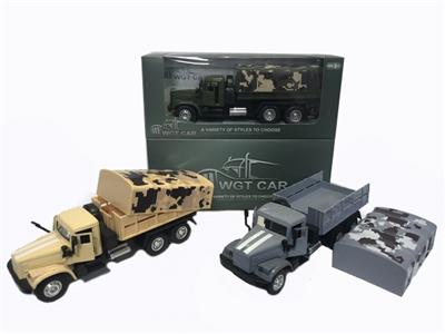 长头开门回力军卡运输车军绿/土黄/灰色三色混带灯光音乐（包3*AG3） - OBL809354