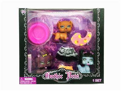 High grade 3 evade glue head plastic dog pet dog clothes with bowl - OBL809697