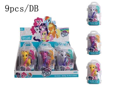 High-grade pony bao li a box, pull box display with comb 3 colors mixed 9 PCS - OBL810832