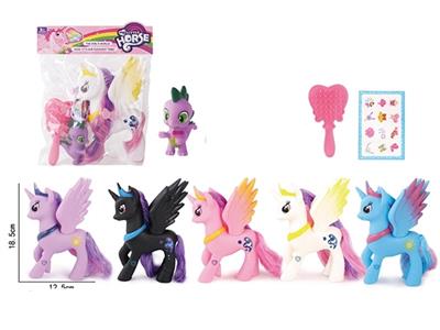 One-horned pegasus Ma Baoli with small, hairpin comb stickers 5 color orange - OBL810892