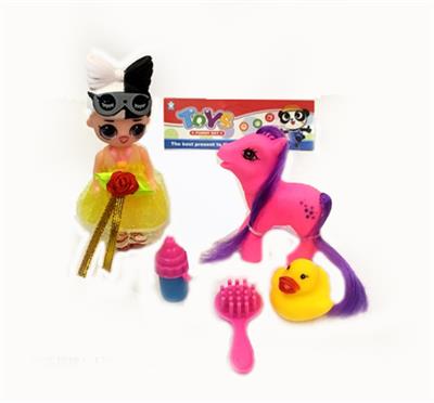 Surprise baby horse, yellow duck, a comb, bottles - OBL813665