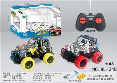 1：43迷你四通灯光涂鸦牧马人骨架遥控车包电（2AA+USB充电座） - OBL814029
