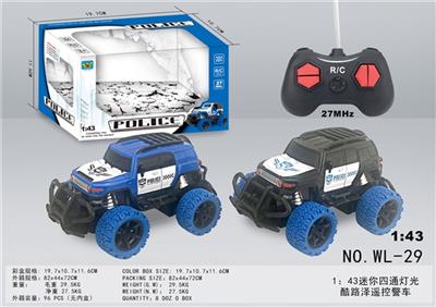1：43迷你四通灯光酷路泽遥控警车 - OBL814038