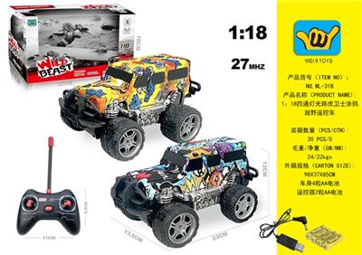 1：18四通灯光路虎卫士涂鸦越野遥控车（4AA+USB充电线） - OBL815598