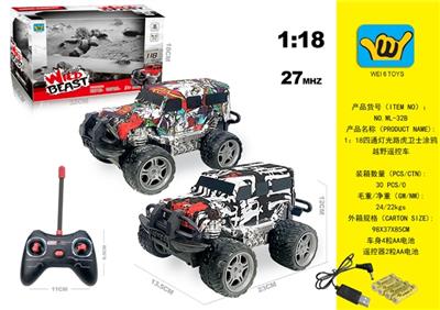 1：18四通灯光路虎卫士涂鸦越野遥控车（4AA+USB充电线） - OBL815600