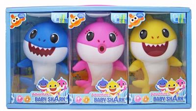 时货搪胶鲨鱼宝宝大号带灯光音乐三款混展示盒3只装 - OBL816710