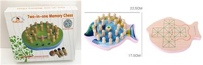 木制小鱼二合一记忆棋 - OBL817384