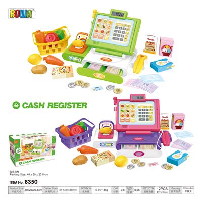 SUPERMARKET CASH REGISTER WITH MICROPHONE / SOUND \/ LIGHT, CALCULATION FUNCTION, 2-COLOR MIX - OBL820579
