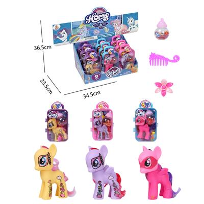 My dream: enamel fairy horse big suitcase bottle comb hairpin 9pc mixed pack - OBL822316