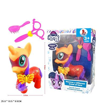 Enamel super large flower heart unicorn horse with butterfly hairpin with butterfly comb with scissors - OBL822329