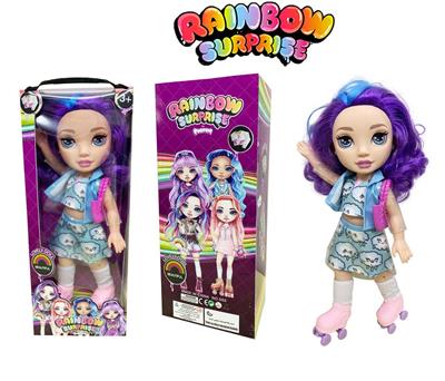 High grade 16 inch solid body with light music theme song unicorn slim doll with skates, handbag, clothes are cold resistant snow clothes - OBL822679